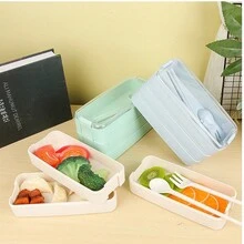 1pc 3-Layer Bento Lunch Box Meal Prep Container With Cutlery, High Capacity For Office, School - Multicolor - View 1