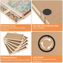 35'' * 27'' Puzzle Table With 6 Drawers And Cover, For Puzzle Storage And Sorting, Can Hold 1500 Pieces, Child Gift