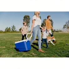 38 QT. Enfriador de hielo con ruedas y carcasa rígida, azul