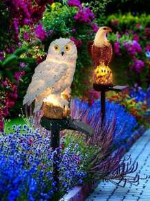 1 件高品质树脂太阳能鹰花园灯，节能，方便开/关，可拆卸灯具，非常适合花园、露台、草坪装饰、节日、万圣节、假日 - 彩色 - 查看 12