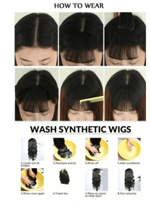 Bangs Hair Clip In Bangs Synthetic Hair Extensions Front Fringe French Bangs With Temples Hairpiece For Women Curved Bangs - Multicolor - View 6