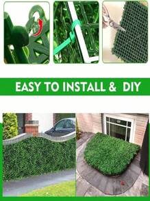 20/10/5/1pc，9.8*9.8 英寸人造草墙，绿色塑料人造叶板墙面装饰，配有绿色扎带，适用于房间装饰、家居装饰、墙壁装饰、房间装饰用品、生日装饰、厨房装饰、礼品、卧室装饰、婚礼装饰、客厅装饰、花园装饰、户外装饰 - 綠色 - 查看 7