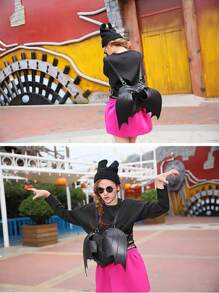 Punk Lace Lolita Bag, damski plecak, nowatorski plecak w kształcie skrzydła nietoperza, gotycki portfel, bardzo odpowiedni na imprezy Lolita, wystawy komiksów, imprezy tematyczne, wydarzenia związane z modą uliczną, codzienne użytkowanie przez osoby lubiące styl gotycki lub mroczny