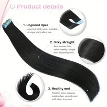 Lsybeauty 20pcs Straight Tape In 100% Remy Human Hair Extension For Salon  Multicolor  Color Natural Color 1B# 16-26 Inches Silk Straight Seamless Skin Weft Hair Extension Tape In Hair Tape Ins Hair Extentions - S1B - View 3