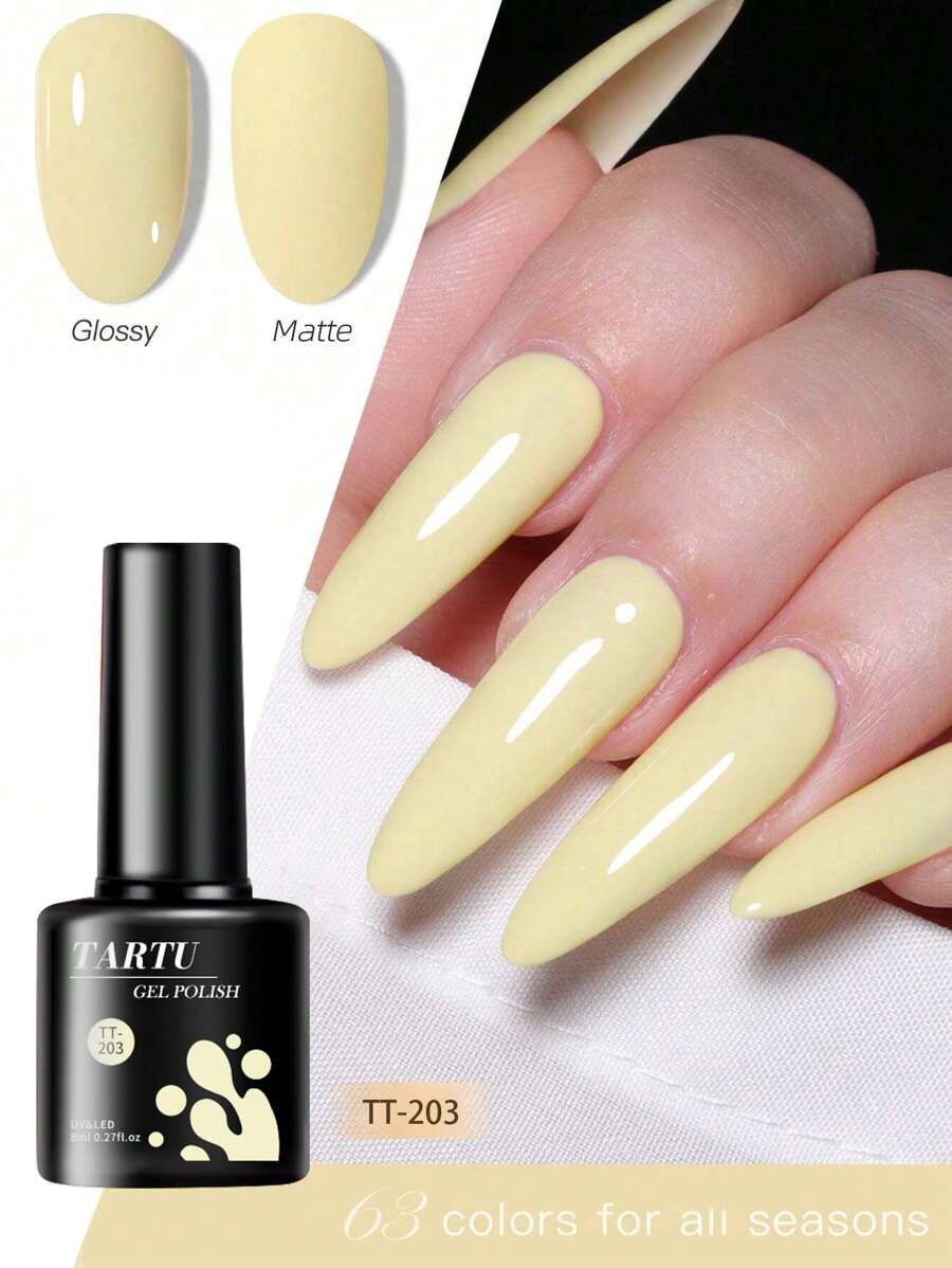 TARTU 1 peça Esmalte de Unha em Gel de 8ml 6 Cores Acabamento Brilhante de Outono Brilho Permanente Glitter Lantejoulas Esmalte de Unha Remover Imersão em UV Verniz para Arte de Unhas para Design de Manicure Vernis Semi Permanente Amarelo
