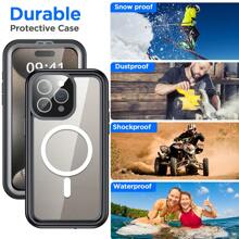 1Pc Magnetic Waterproof Phone Case With Built-In Screen Protector IP68 Underwater Full Body Military Drop Protection MagSafe Shockproof Dustproof Heavy Duty Phone Case Cover For IPhone 16 Pro Max/IPhone 16 Pro/IPhone 16 Plus/IPhone 16/IPhone 15 Pro Max/IPhone 15 Pro/IPhone 15 Plus/IPhone 15/IPhone 14 Pro/IPhone 14 Plus/IPhone 14. - 黑1 - 查看 8