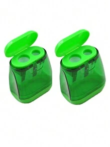1 cái/2 cái/4 cái Gọt bút chì bằng nhựa có 2 lỗ, Gọt bút chì thủ công trong suốt nhiều màu sắc để phác thảo, Màu ngẫu nhiên - Nhiều màu - Xem 8