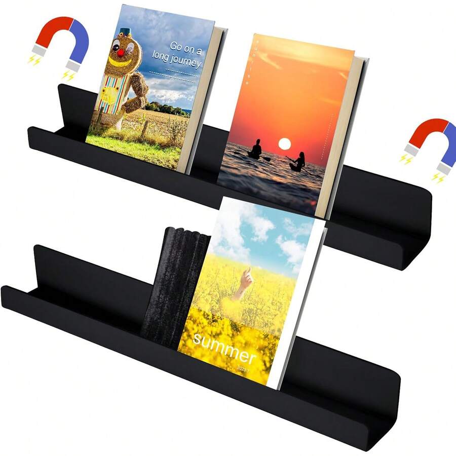 2 Magnetic Bookshelves For Whiteboard Classroom And Refrigerator Storage, 16.9-Inch Acrylic Magnetic Display Stand, Fall Home Decor  - 2-pack - View 1