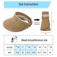 Women's Wide Brim Sun Hats Roll-Up Foldable Straw Golf Visor Hat