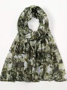 1pc Floral Printed Casual, Cute, Elegant, Streetwear, Regal Style Lightweight Polyester (Dacron) Scarf, Soft & Skin-Friendly, Suitable For All Seasons - A - View 9