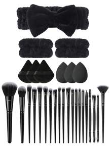 4/5/15/21/29/41PCS Makeup Tools Set Including:1pc Multi-Functional Zipper Toiletry And Cosmetic Bag Waterproof+20PCS Makeup Brush Sets+3PCS Makeup Sponges+3PCS Mini Makeup Sponges+3PCS Triangle Powder Puffs+3PCS Mini Air Cushion Powder Puffs+3PCS Circular Powder Puffs+1pc Eyelash Curler+1pc Hairband+2PCS Hand Bowl Strap For Preventing Water From Flowing Into Clothes+1pc Makeup Brush Cleaning Tools, Brush Set Complete, Makeup Brush Set, Complete Makeup Kit, Brush Kit, Brushes Makeup Set, Makeup Gift Set - Multicolor - View 13