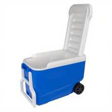 38 QT. Enfriador de hielo con ruedas y carcasa rígida, azul