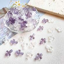 20g/gói, khoảng 52 hạt Acrylic trong suốt hình chữ thập, vòng tay DIY, vòng cổ, hạt bút, mặt dây chuyền điện thoại - chéo trong suốt - Xem 1