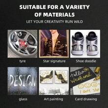 12 Stücke Metallic Marker Stifte - Gold & Silber Acrylfarbe Marker, geeignet für Basteln, Signieren und Malen auf Kunststoffoberflächen, Metallic Farbmarker