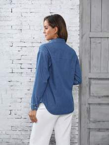 Áo khoác denim dài tay thường ngày cho nữ - Rửa tối - Xem 7