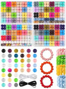 96pcs/192pcs 15mm Silicone Beads, Used For Keychain Making, Loose Silicone Beads For Bracelet Making Necklaces, And Circular Silicone Beads For Pens - Silicone Bead Set - View 2