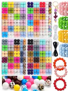 96pcs/192pcs 15mm Silicone Beads, Used For Keychain Making, Loose Silicone Beads For Bracelet Making Necklaces, And Circular Silicone Beads For Pens - Silicone Bead Set - View 1