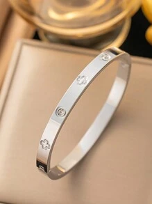 1pc/2pcs/3pcs Stainless Steel Bracelet For Men And Women Four Seasons Personalized Design Heart Zirconia Bracelet Jewelry Accessories Gifts,Jewelry Gold Jewelry Jewelry Women Bracelets Accessories Women Stainless Steel Jewelry Bracelets For Women Western Jewelry Four-Leaf Clover Bracelet, Titanium Steel, Not Easy To Fade, Stainless Steel Jewelry, Gold Bracelet, Love Bracelet, Transfer Bracelet
