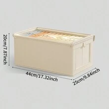 1 Pieza Caja de almacenamiento con cubierta beige, organizador de ropa de tela plegable con ventana transparente, caja de almacenamiento con cajón para pantalones vaqueros, decoraciones para el hogar, decoraciones festivas, decoración de habitación, decoración de dormitorio, vestidos, pantalones, zapatos, vaqueros, botas, faldas, camisetas blancas de mujer, pantalones negros de mujer, ropa de invierno para damas