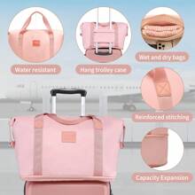 4 Piece Luggage Set 20 Inch Lightweight ABS Hard Case Carry-On Cabin Suitcase With TSA Lock Includes Weekender Bag Vanity Case And Toiletry Bag For Travel Suitcase Set Travel Suitcase Suitcases Suit Case Durable Travel Luggage Carry On - Pink - View 9