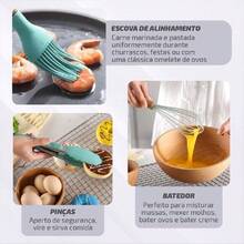 Kitchen Set Kit With 12 Pcs Silicone Utensils And Cup Kitchen Holder Wooden Handle Su - Bộ 12 món-Hồng - Xem 4
