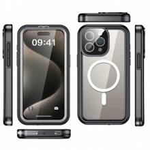 1Pc Magnetic Waterproof Phone Case With Built-In Screen Protector IP68 Underwater Full Body Military Drop Protection MagSafe Shockproof Dustproof Heavy Duty Phone Case Cover For IPhone 16 Pro Max/IPhone 16 Pro/IPhone 16 Plus/IPhone 16/IPhone 15 Pro Max/IPhone 15 Pro/IPhone 15 Plus/IPhone 15/IPhone 14 Pro/IPhone 14 Plus/IPhone 14. - 黑1 - 查看 10