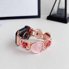 1 chiếc Vòng tay trang trí trang sức lạ mắt thời trang liên kết hoa sáng tạo thiết kế thời trang tương thích với dây đeo đồng hồ Apple dành cho nữ bạc xanh hồng Halloween 38mm 40mm 41mm 42mm 44mm 45mm 46mm 49mm tương thích với dây đeo đồng hồ Apple Watch Series Ultra 2 SE 10 9 8 7 6 5 4 3 2 1 - Hoa hồng vàng - Xem 7