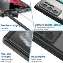 Compatible With Samsung Galaxy S22 Ultra/Galaxy S22 Waterproof Phone Case, With Built-In Screen Protector, IP68 Underwater Full Body Dustproof Shockproof Heavy Duty Protective Cover. - 黑色 - 查看 8