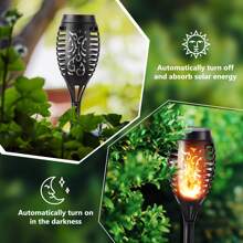 10PCS Solar Light Flashing Flame Flashlight Outdoor Landscape Decorative Lighting Dusk To Dawn Automatic On/Off Safety Flame Light For Garden Access Driveway 10 Pieces