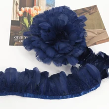 1m/pieza Cinta de tela con plumas de colores y flecos para manualidades DIY, ropa, maquillaje, fiesta, decoración de boda