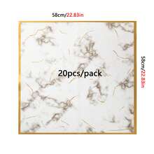 20pcs/Pack Gold Edged Marble Pattern Flower Wrapping Paper, Waterproof Matte Paper - White - View 8