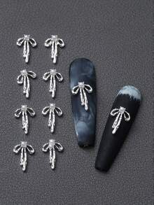 Bow Nail Charms Nail Drills Rhinestones 10pcs 3D Alloy Nail Art Decorations DIY Nail Gems Nail Supplies - Multicolor - View 8