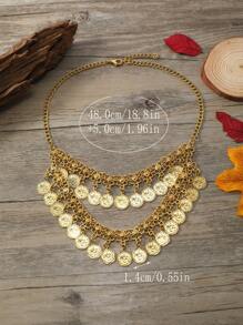 Fashionable Retro Multi-Layer Coin Tasseled Necklace For Women, Casual Beach Accessory Short Necklace - Star - View 6