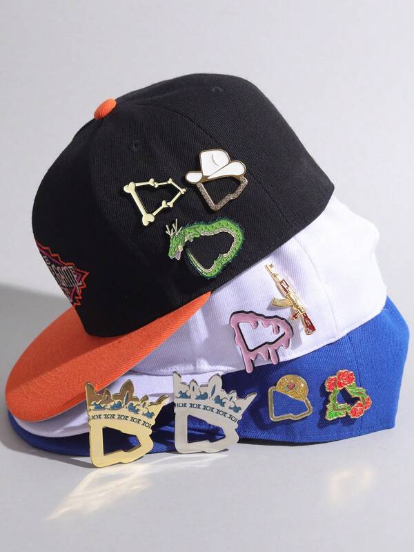 1/10 Piezas Clip para gorra de golf, nueva insignia de metal minimalista con diseño de dibujos animados, pasadores decorativos divertidos, insignias para gorra de golf, adornos para gorra de béisbol, gráficos asimétricos creativos de moda, regalos para amigos