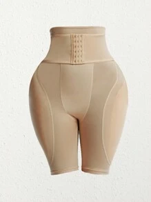 高腰加垫内衣臀部增强器，无缝提升和塑身臀部塑身控制内裤 - 杏色 - 查看 6