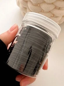 100个/包 百搭简约黑色弹力发圈，4厘米/1.57英寸，时尚百搭优雅发圈，适合日常休闲、派对、通勤、度假、扎马尾辫、盘发、洗脸/洗头、化妆、服装配饰、运动健身头饰、橡皮筋美发配件、夏季、假日、旅行 - 黑色 - 查看 1