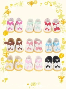 1 件可爱兔子蝴蝶结装饰娃娃鞋，迷你时尚娃娃配饰，适合送给女儿和儿童玩具的礼物 - 彩色 - 查看 1