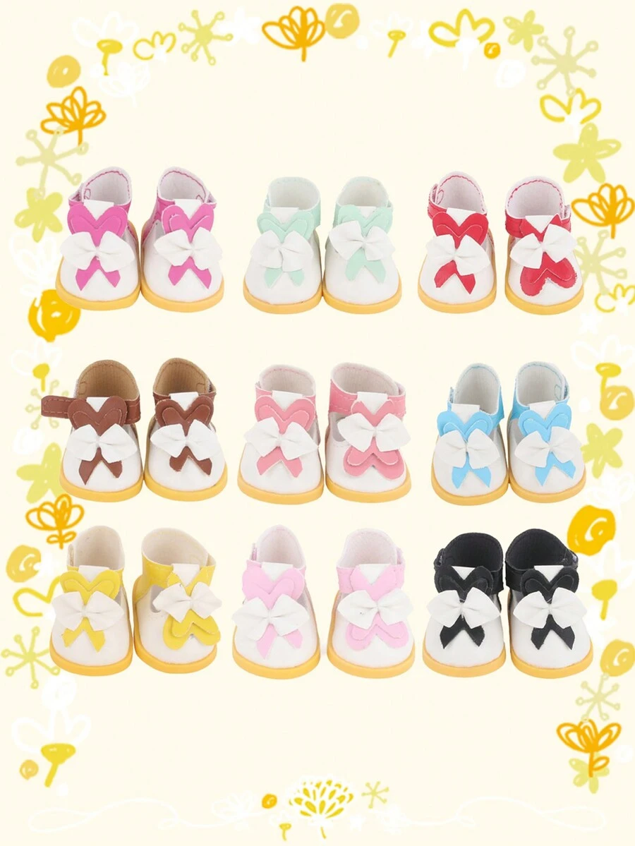 1 件可爱兔子蝴蝶结装饰娃娃鞋，迷你时尚娃娃配饰，适合送给女儿和儿童玩具的礼物 - 彩色 - 查看 1