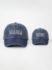 2 chiếc mũ lưỡi trai bóng chày thêu "MAMA+MINI" phù hợp, mũ chống nắng ngoài trời thường ngày có thể điều chỉnh cho bé trai và bé gái, du lịch mùa xuân thu kỳ nghỉ bãi biển - Mũ bóng chày dành cho cha mẹ và con cái - Xem 2