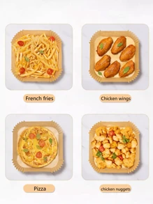 50/75/100/150片装方形空气炸锅烘焙纸，厨房食品托盘油纸，户外派对烧烤炸鸡食品纸托盘，空气炸锅衬垫，纸篮碗，烘焙托盘，烤箱配件，烘焙工具，厨房用品，厨房配件