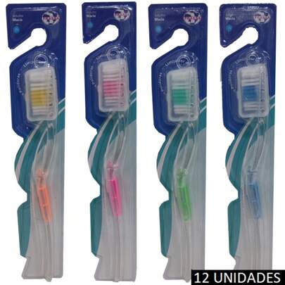 Kit Escova de Dente Média Adulto Pacote 12 Unidades