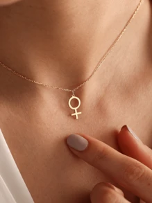 金星符号项链女权主义珠宝女性符号吊坠纯银女性符号项链女权主义礼物 - Necklace - 查看 1