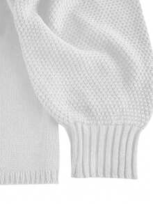 Women Fashion Batwing Loose Knitted Cardigan Sweater - White - View 5