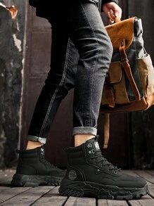 Botas de cowboy estilo ocidental de rua masculinas, botas da nova moda