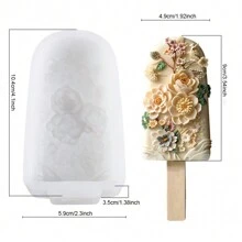 Khuôn làm kem que hoa, silicon, khuôn làm kem que & kem phong cảnh du lịch thủ công DIY - trắng - Xem 2