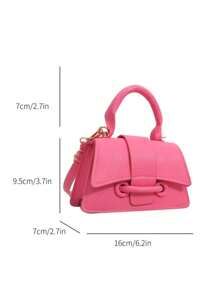 Fashionable Lock Buckle Drawstring Single-Compartment Small Square Bag For Casual Wear, Handheld Or Cross-Body