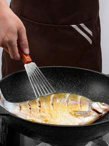 1PC/Fish Spatula Stainless Steel Fish Turner Stainless Steel Slotted Turner Professional Fish Spatula For Cooking Fish Egg Meat Dumpling Frying - Silver - View 5