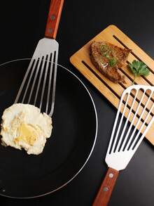 1PC/Fish Spatula Stainless Steel Fish Turner Stainless Steel Slotted Turner Professional Fish Spatula For Cooking Fish Egg Meat Dumpling Frying - Silver - View 10