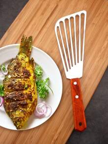 1PC/Fish Spatula Stainless Steel Fish Turner Stainless Steel Slotted Turner Professional Fish Spatula For Cooking Fish Egg Meat Dumpling Frying - Silver - View 6