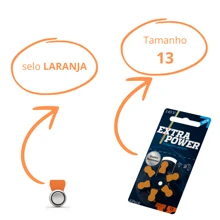 60 Baterias / Pilhas para Aparelho Auditivo - tamanho 13 - EXTRA POWER